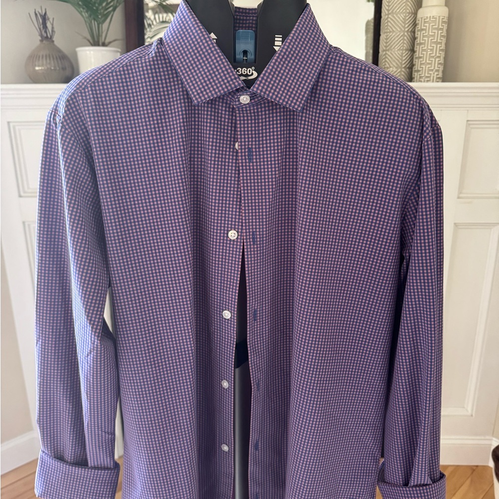 Mizzen+Main Purple Checkered Dress Shirt